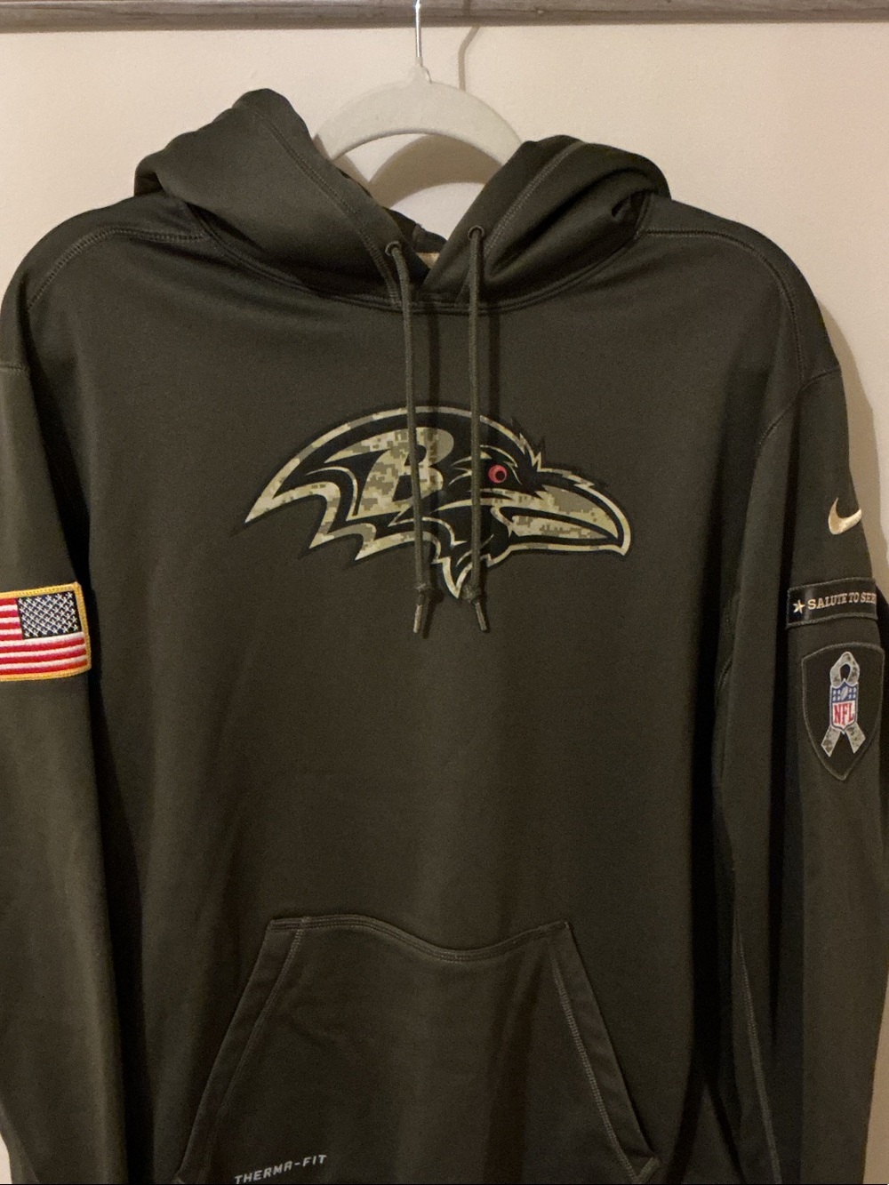 Nike Olive Green Ravens Camo Logo Hoodie